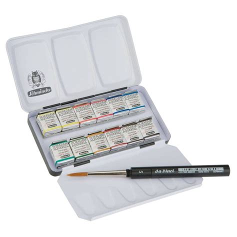 schmincke watercolour metal box set of 12 half pans|schmincke watercolor palette.